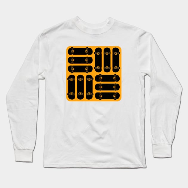 Skateboard Rows on Orange Long Sleeve T-Shirt by AKdesign